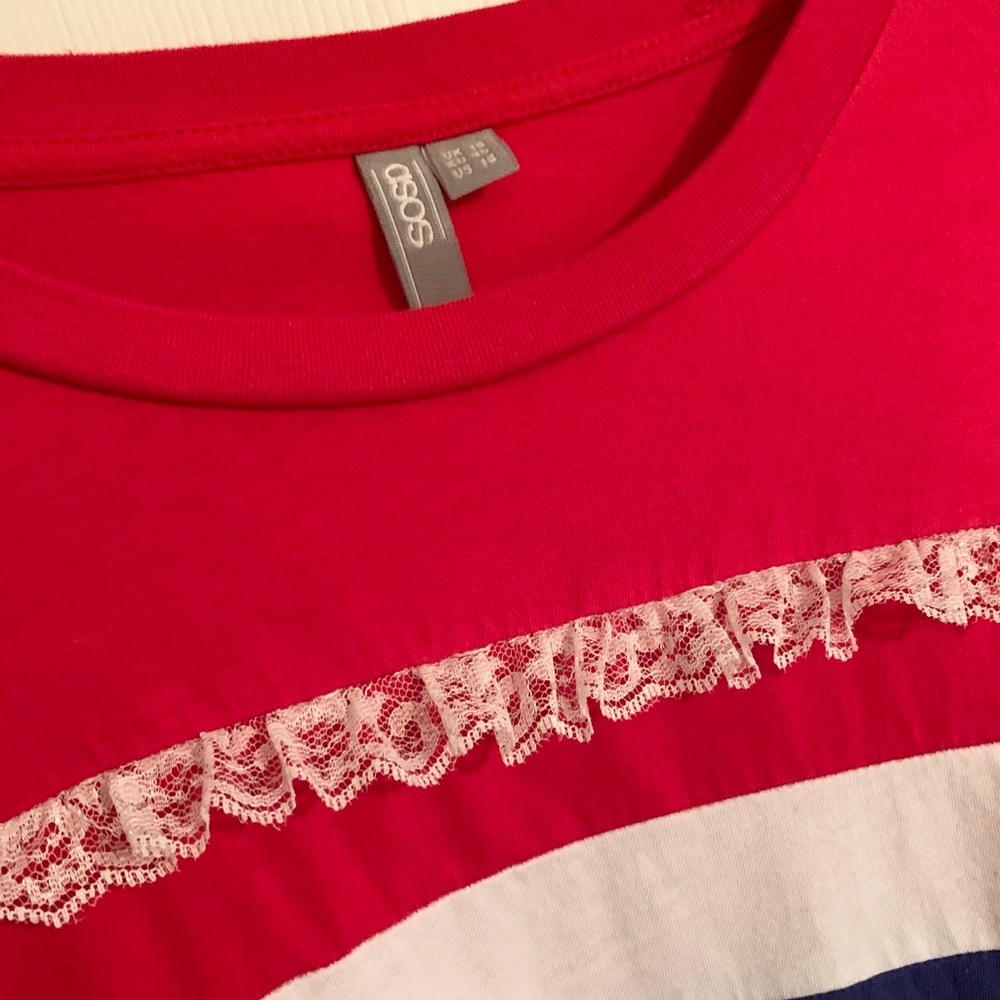 ASOS Red, White, and Blue Ruffle Shirt - Picture 2 of 3